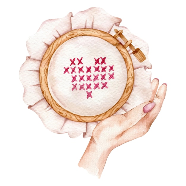 haft na lnianej tkaninie